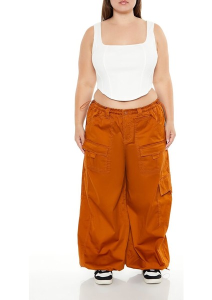 Plus Size Kargo Paraşüt Pantolon