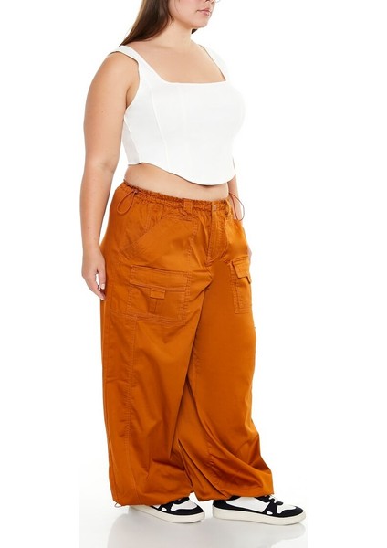 Plus Size Kargo Paraşüt Pantolon