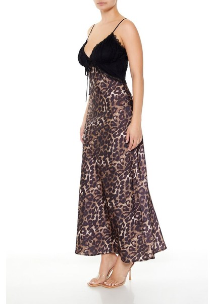 Leopar Desenli Maxi Elbise