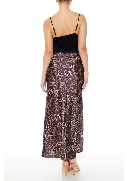 Leopar Desenli Maxi Elbise