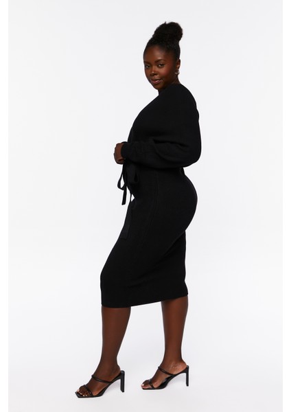 Plus Size Kruvaze Yaka Elbise