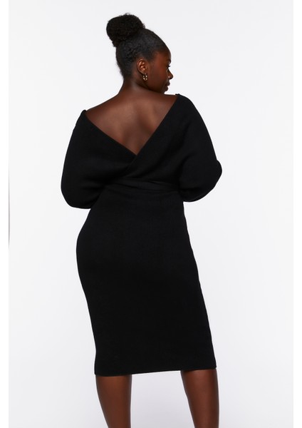 Plus Size Kruvaze Yaka Elbise