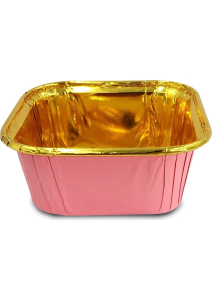 Muffin Kek Kapsülü Kare Pembe-Altın 25'li x 5 Paket