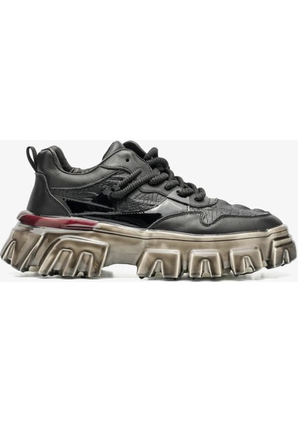 Embos Deri Yüksek Taban Erkek Sneakers