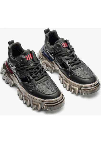 Embos Deri Yüksek Taban Erkek Sneakers