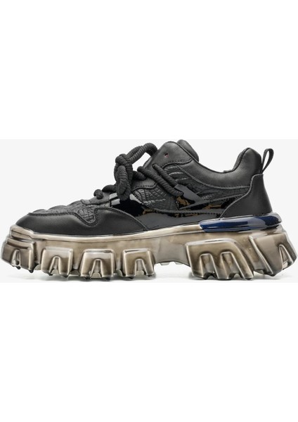 Embos Deri Yüksek Taban Erkek Sneakers