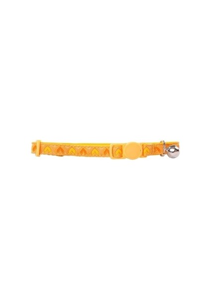 Kalp Desenli Sarı Kedi Boyun Tasması 30 cm