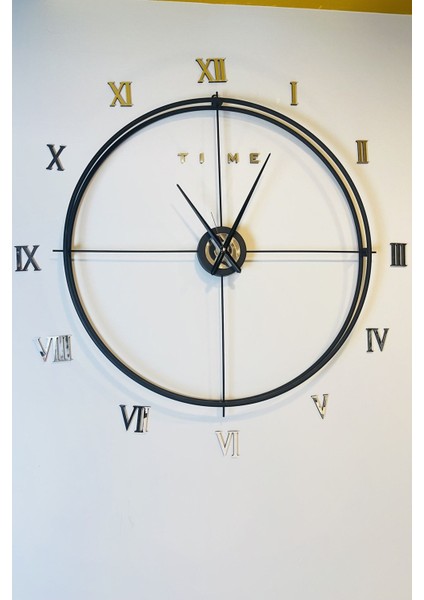 Roma Rakamlı Iskandinav 120 cm Siyah, Özel Tasarım Dekoratif Metal Duvar Saati indirimleri