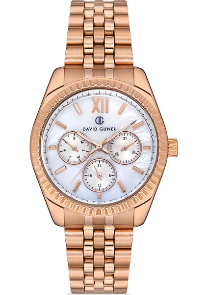 Davıd Guner Gümüş Kadranlı Rose Kaplamalı Kadın Kol Saati fiyatları