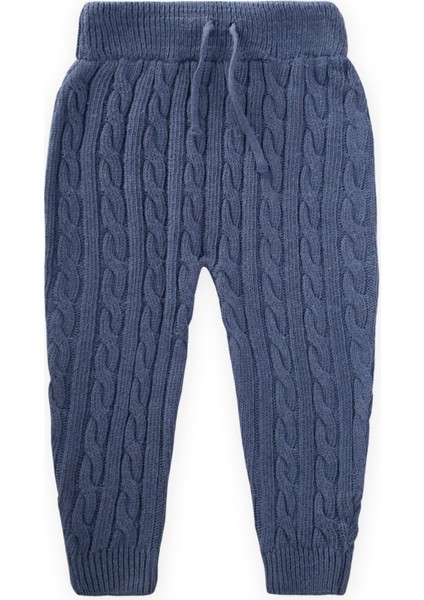 Saç Örgü Triko Pantolon 1-5 Yaş Indigo Mavi