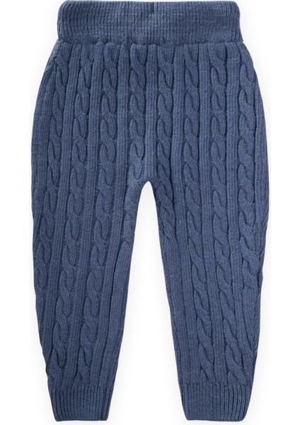 Saç Örgü Triko Pantolon 1-5 Yaş Indigo Mavi