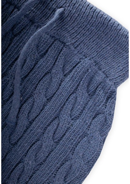 Saç Örgü Triko Pantolon 1-5 Yaş Indigo Mavi