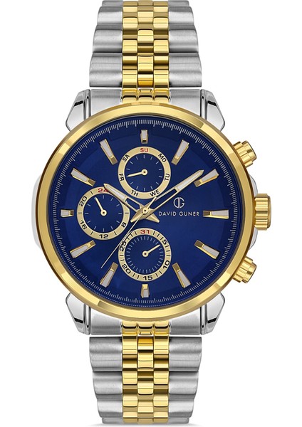 Davıd Guner Lacivert Kadranlı Sarı-Gümüş Paslanmaz Masif Çelik Erkek Kol Saati fiyatları