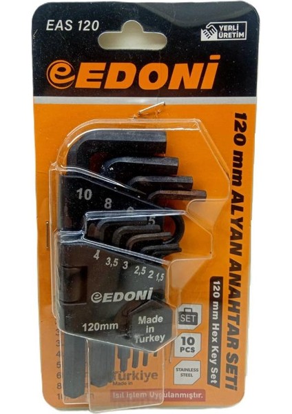 Alyan Anahtar Seti 10 Pcs Hex Key Set Siyah 120mm Eas120