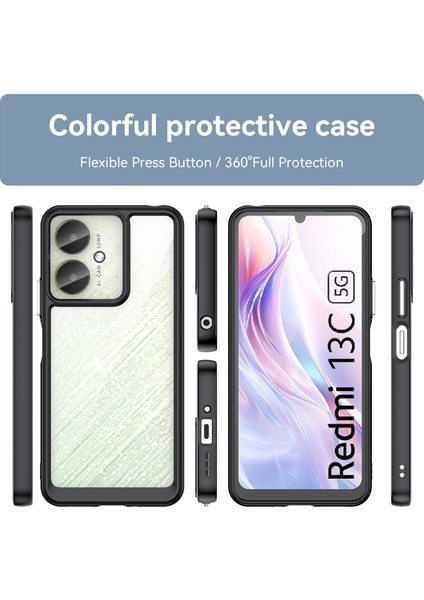 Xiaomi Poco C65 Kılıf, Şeffaf Tasarımlı Darbeye Dayanıklı Telefon Kılıfı, Tampon Hibrit Şeffaf Kapak Xiaomi Poco C65 (Yurt Dışından)