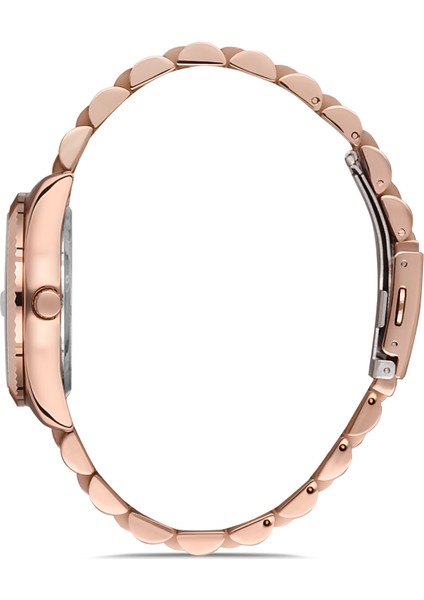 Davıd Guner Rose Kaplama Gümüş Kadranlı Takvimli Paslanmaz Masif Çelik Kadın Kol Saati modelleri