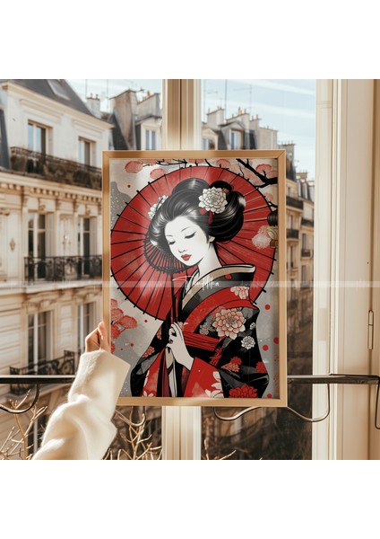 Japon Kadın Figürlü 3'lü Ahşap Çerçeveli Tablo Seti 21 x 30 fiyatları