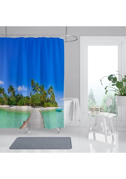 Banyo Perdesi 1X180X200 Tek Kanat Duş Perdesi Halka Hediyeli Duşakabin Perdesi Happiness fiyatları