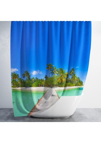 Banyo Perdesi 1X180X200 Tek Kanat Duş Perdesi Halka Hediyeli Duşakabin Perdesi Happiness modelleri