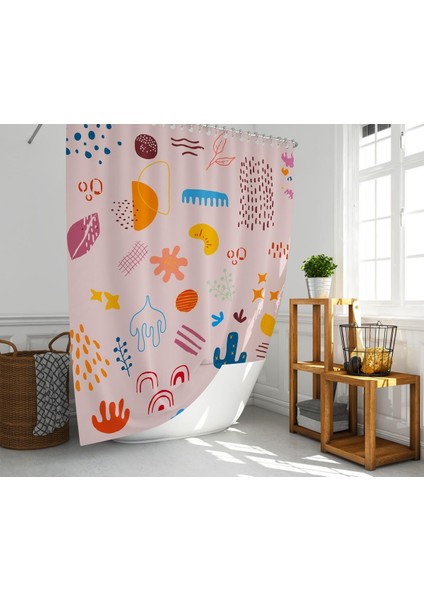 Banyo Perdesi 1X180X200 Tek Kanat Duş Perdesi Halka Hediyeli Duşakabin Perdesi Cuddly