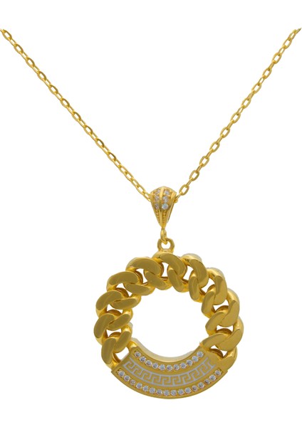 22 Ayar Gurmet Taşlı Beyaz Versace Kolye