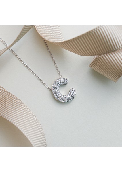 925 Ayar Sarı Altın Kaplama C Harfli Gümüş Kolye modelleri