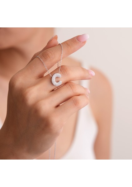 925 Ayar Sarı Altın Kaplama C Harfli Gümüş Kolye fırsatları