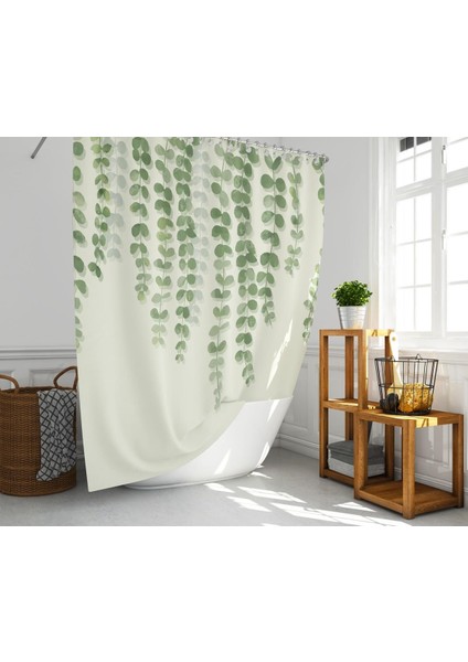 Banyo Perdesi 1X180X200 Tek Kanat Duş Perdesi Halka Hediyeli Duşakabin Perdesi Ivy