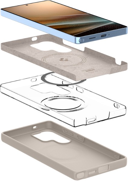 Galaxy S25 Ultra Kılıf Silicone Fit (Silikon) MagFit özellikli Natural Titanium - ACS09165