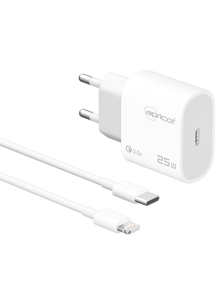 APC-U435L 25W Pd Lightning Kablolu Beyaz Hızlı Ev Şarj Adaptörü