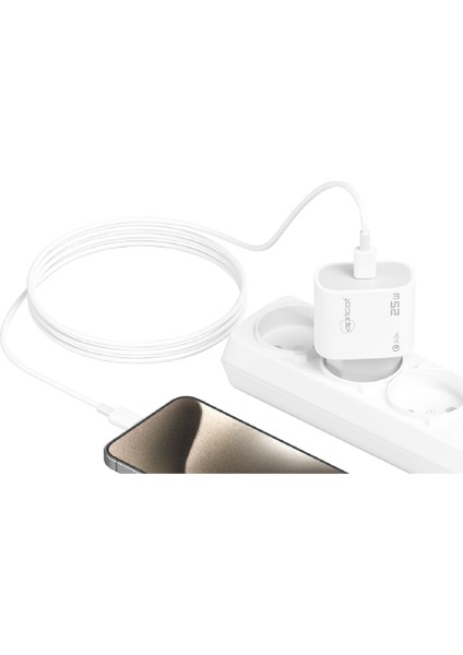 APC-U435L 25W Pd Lightning Kablolu Beyaz Hızlı Ev Şarj Adaptörü