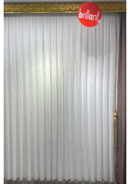 Colin Siyah Çizgili Ekru Tül Perde (1/3 Sık Pile) fiyatları