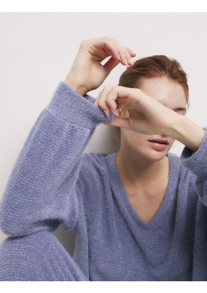 Tüylü Triko Lounge Sweatshirt