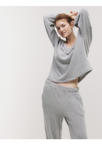 Tüylü Triko Lounge Sweatshirt