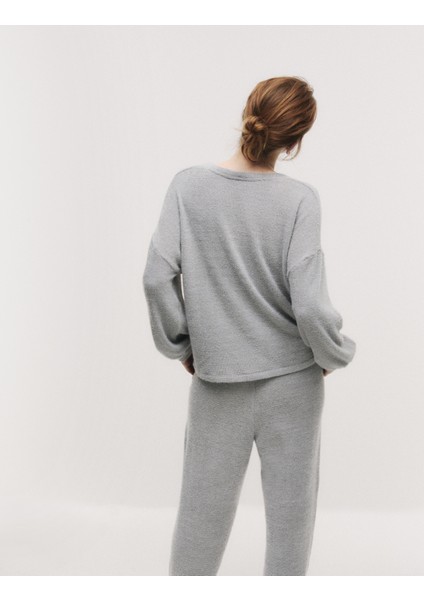 Tüylü Triko Lounge Sweatshirt