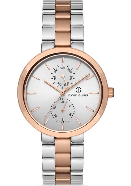 Davıd Guner Rose Beyaz Kaplamalı Beyaz Kadranlı Kadın Kol Saati