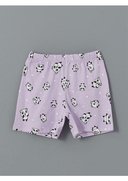 Lcw Kids Bisiklet Yaka Baskılı Kız Çocuk Şortlu Pijama Takımı modelleri