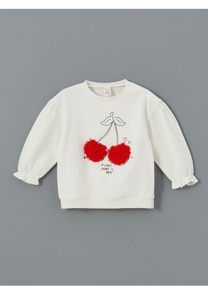 Lcw Baby Bisiklet Yaka Kiraz Baskılı Kız Bebek Sweatshirt ve Tayt 2'li