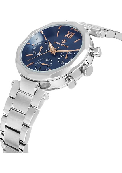 Davıd Guner Gümüş Kaplamalı Mavi Kadranlı Kadın Kol Saati fırsatları
