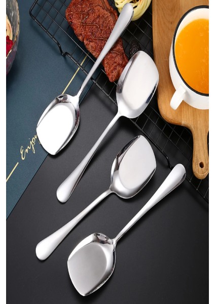 4'lü Lüx Servis Kaşığı Seti Büyük Boy Paslanmaz Çelik Kaşık Salata Pasta Yemek Servis Mutfak Kaşığı fiyatları