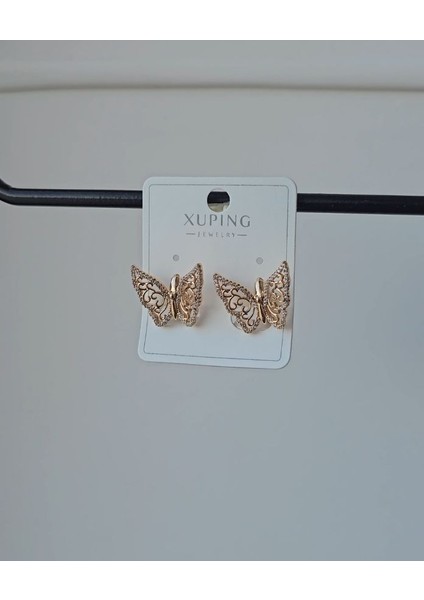 Xuping Kelebek Taşlı Rose Küpe
