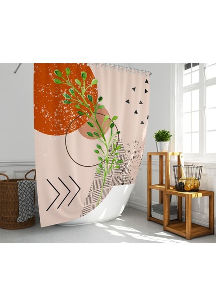 Banyo Perdesi 1X180X200 Tek Kanat Duş Perdesi Halka Hediyeli Duşakabin Perdesi Ruscus