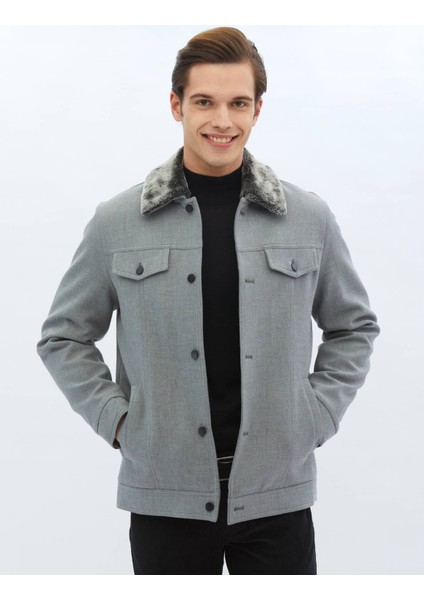 Gri Regular Fit Casual Dokuma Mont modelleri