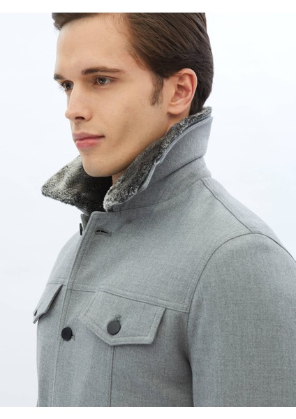 Gri Regular Fit Casual Dokuma Mont indirimleri