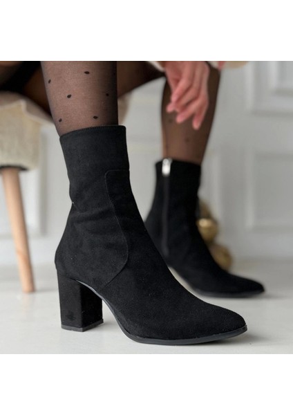 Noort Siyah Süet Topuklu Bot modelleri
