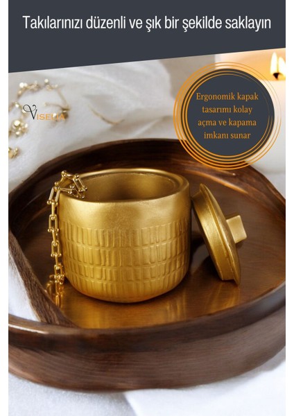 Takı Kutusu Takı Organizer Kapaklı Kutu Takı Düzenleyici Altın Renk Model 12 modelleri