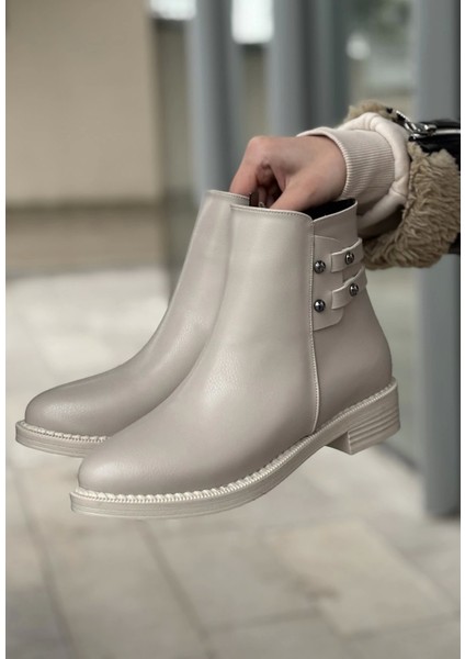 Siari Bej Cilt Topuklu Bot fiyatları