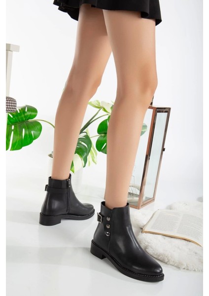 Diali Siyah Cilt Topuklu Bot modelleri