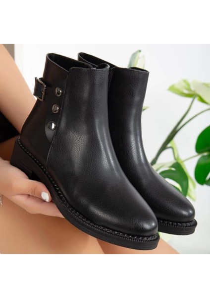 Diali Siyah Cilt Topuklu Bot fırsatları