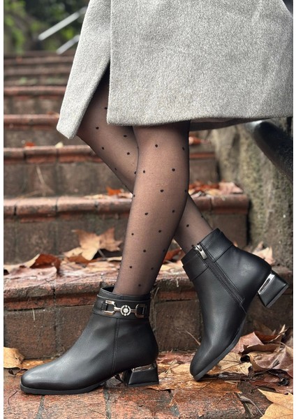 Terci Siyah Cilt Topuklu Bot modelleri